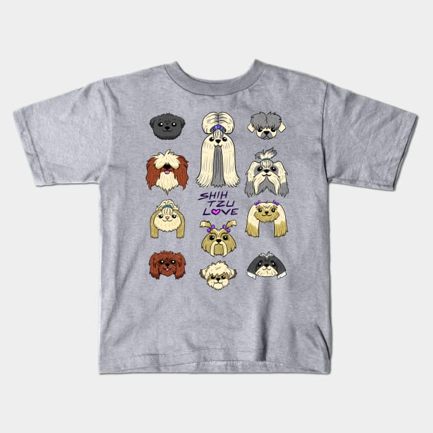 Shih Tzu Love Kids T-Shirt by Pingolito